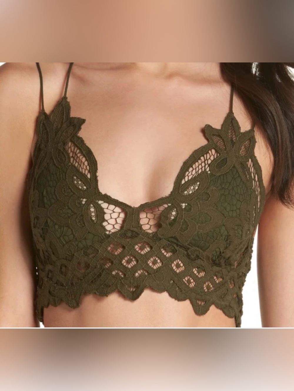 Free People Olive Crochet Lace Bralette